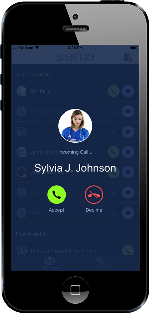 Allows your patient to quickly access a care team member for a video call 